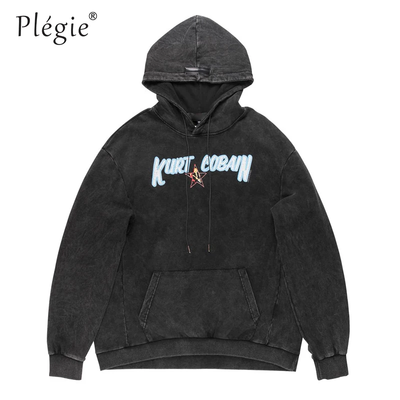 Plegie винтажные состаренные Kurt Cobain толстовки с капюшоном, худи уличная мужская хип хоп хипстер готический панк-рок Pullver Топы
