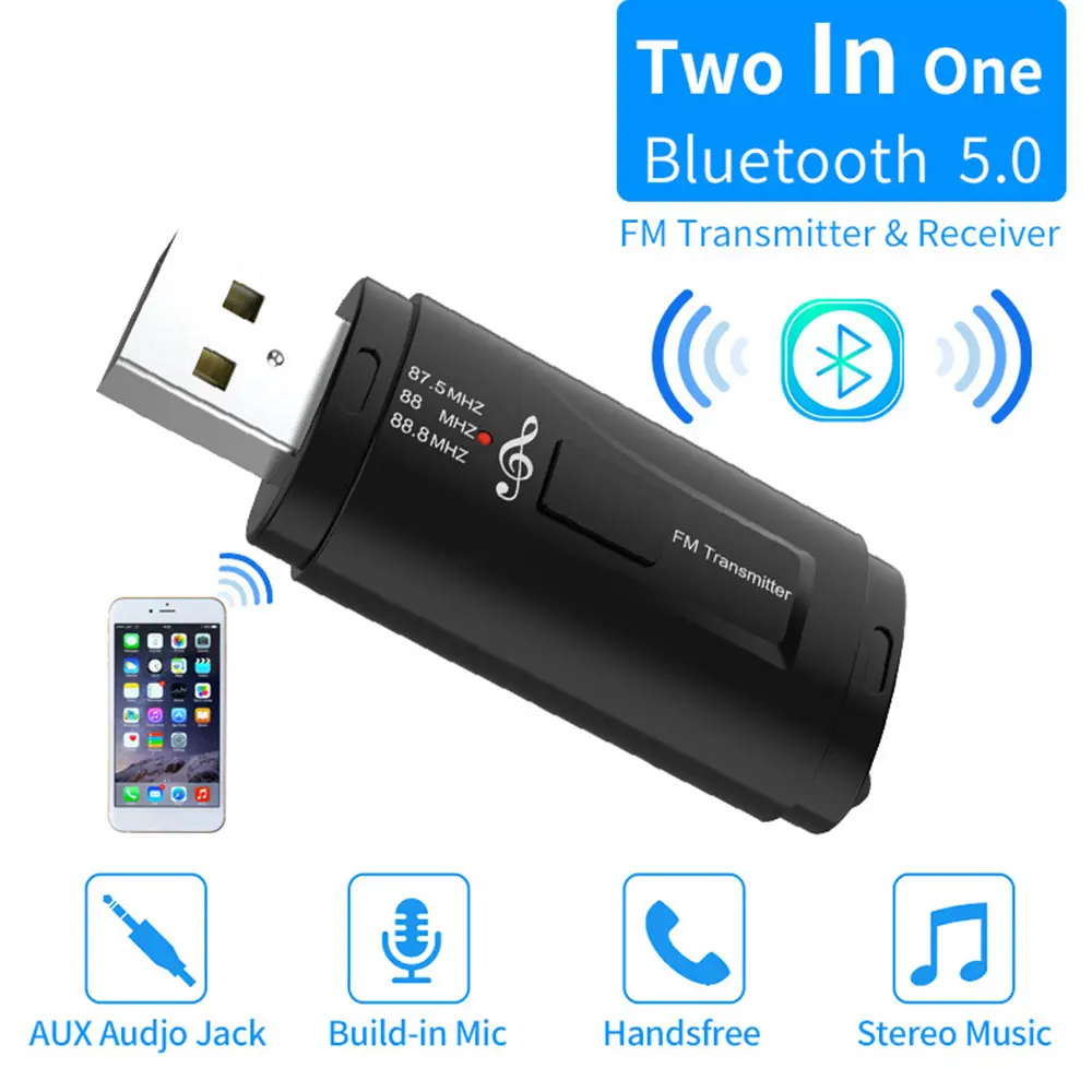 Vehemo 3,5 мм AUX USB Bluetooth 5,0 передатчик приемник наушники громкой связи колонки fm-передатчик радио