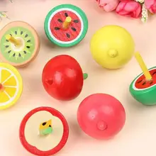 Новые детские игрушки простые фрукты дерево спиннинг цвет маленький гироскоп