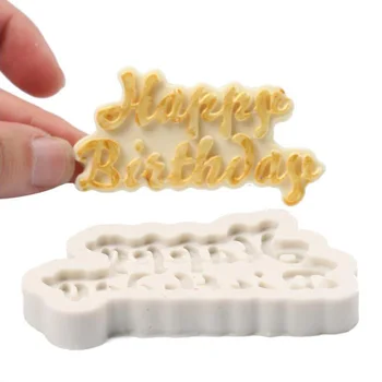 

1Pcs DIY Silicone 3D Happy birthday shape Fondant Chocolate Molds letter Gumpaste Chocolate Fondant Cake Decorating Tools Mould