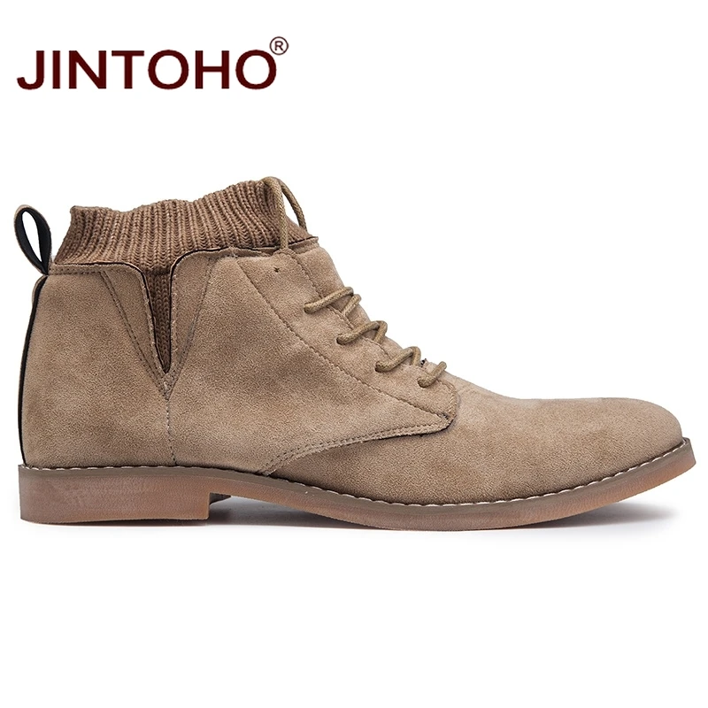 JINTOHO/мужские зимние ботинки с острым носком; модные мужские Ботильоны; повседневные мужские кожаные ботинки; зимняя обувь; зимние кроссовки