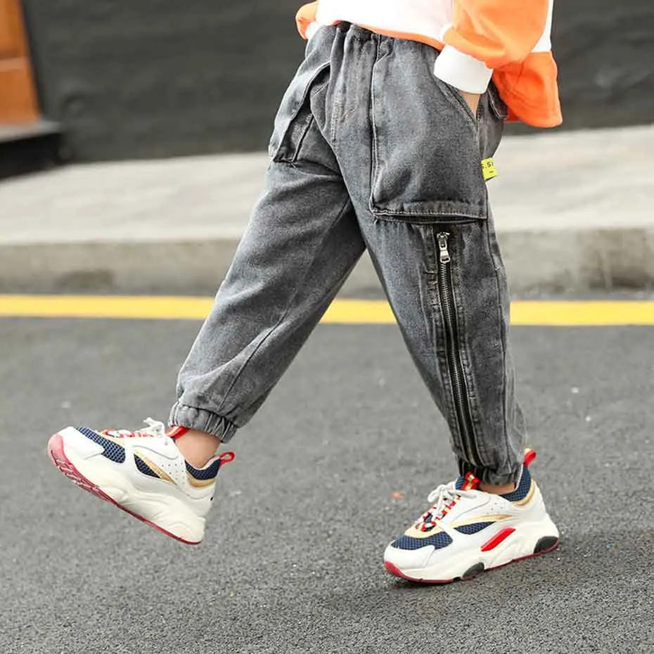 Pants For Boy Loose Casual Boys Jeans Elastic Waist Jeans Kids Autumn Fashion Children's Jeans Clothes For Boys 6 8 10 12 14 - Color: As Picture
