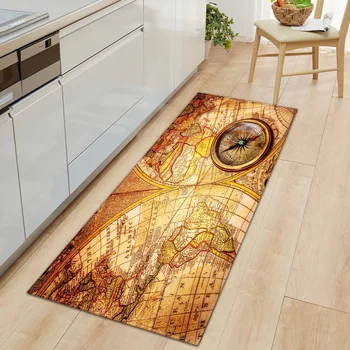 

WUJIE 12 Styles Anti-slip Kitchen Rugs World Map Pattern Floor Carpet for Living Room Washable Doormat Bethroom Mat for Hotel