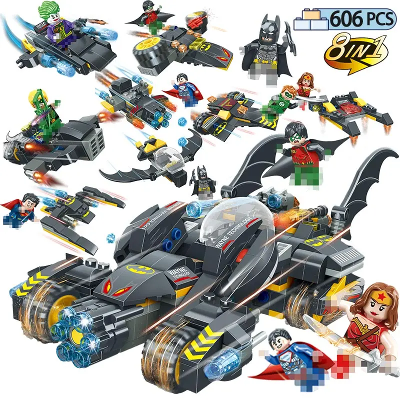 

606PCS Superheroes Movie Batman Chariot Model Building Blocks Compatible Legoinglys Marvel Super Hero Universe Figures Toys