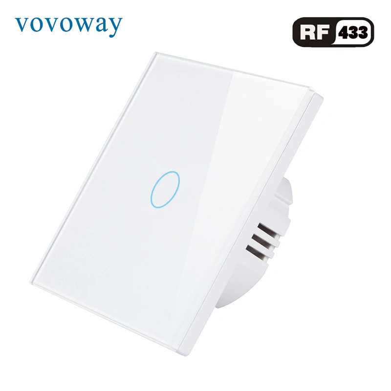 

Touch button light switches supports RF433 wireless remote control tempered glass touch panel EU standard AC 110V 220V switches