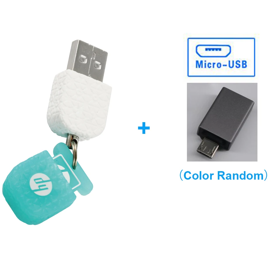 Мини Симпатичный hp V175W USB флеш-накопитель 16 ГБ 32 ГБ 64 Гб водонепроницаемая карта памяти usb Пылезащитная Флешка для планшетного ПК смартфона - Цвет: Free Micro USB