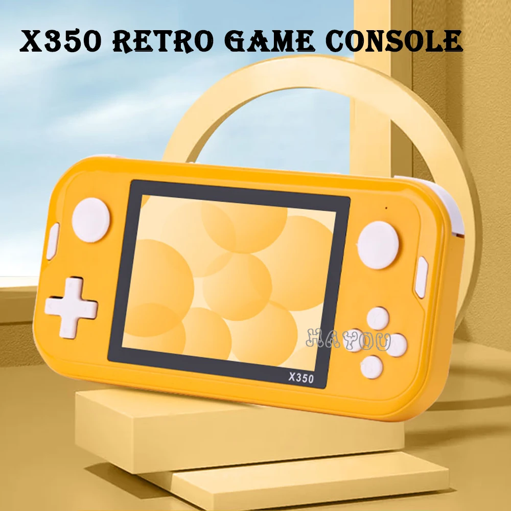 X350 Game Console Handheld Game Player 3.5 Inch IPS Screen with 6000+ Retro Games Video Game Console for GBA/MD/FC 10 Emulators
