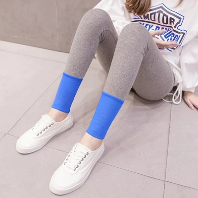 Grey Blue 8200# крутые Лоскутные хлопковые леггинсы с v-образным вырезом для беременных, осенние модные леггинсы для беременных, Стильные Леггинсы для беременных - Цвет: Grey Blue