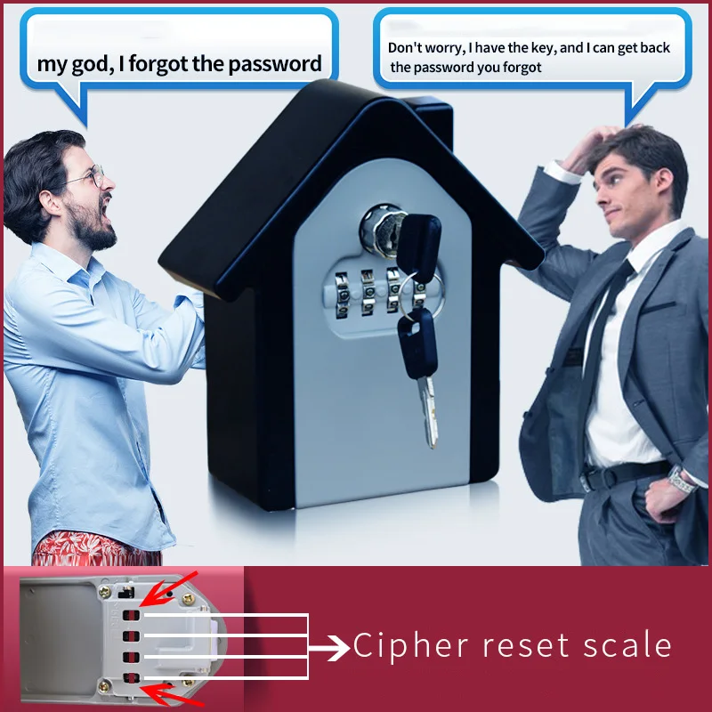 Key Safe Box Password & Key Lock Home Family Outdoor Safety Keys' Storage Box Security Wall Mounted Combination Lock Box  (5)