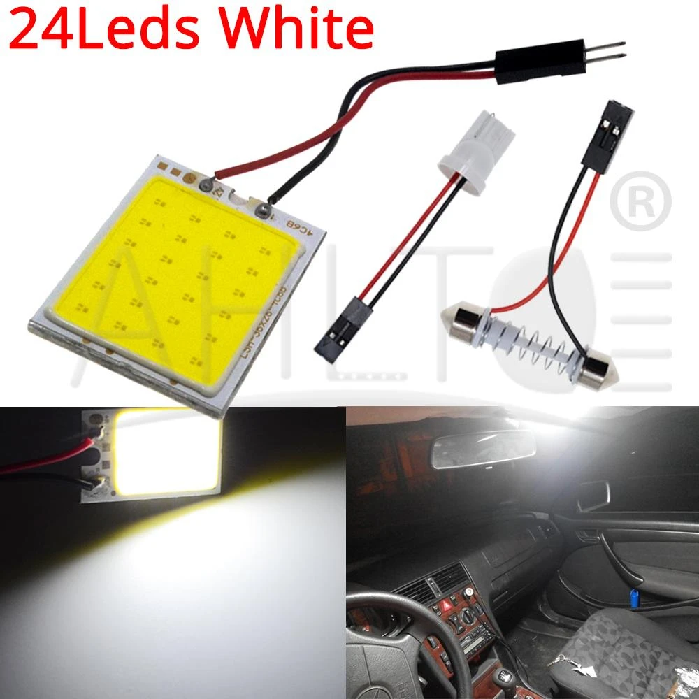 Автомобильная светодиодная лампа T10 C5W Cob 16 24 36 48SMD белая для парковки панель