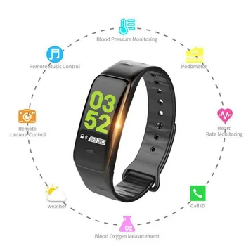 

C1Plus Smart Bracelet Color Screen Blood Pressure Heart Rate Monitoring Waterproof Sports Watch Fitness Tracker Smartwatch