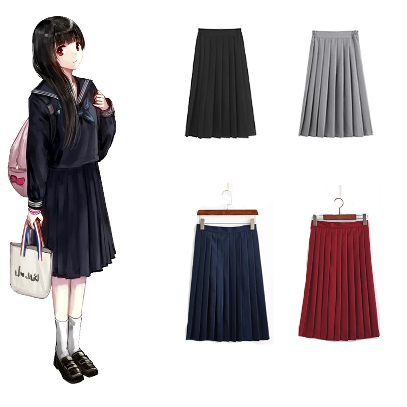 

New Arrival Pleated skirt Spring Autumn Skirt Female High waist JK Uniform Skirt Japanese JK School Girl Uniform Sailor Suits