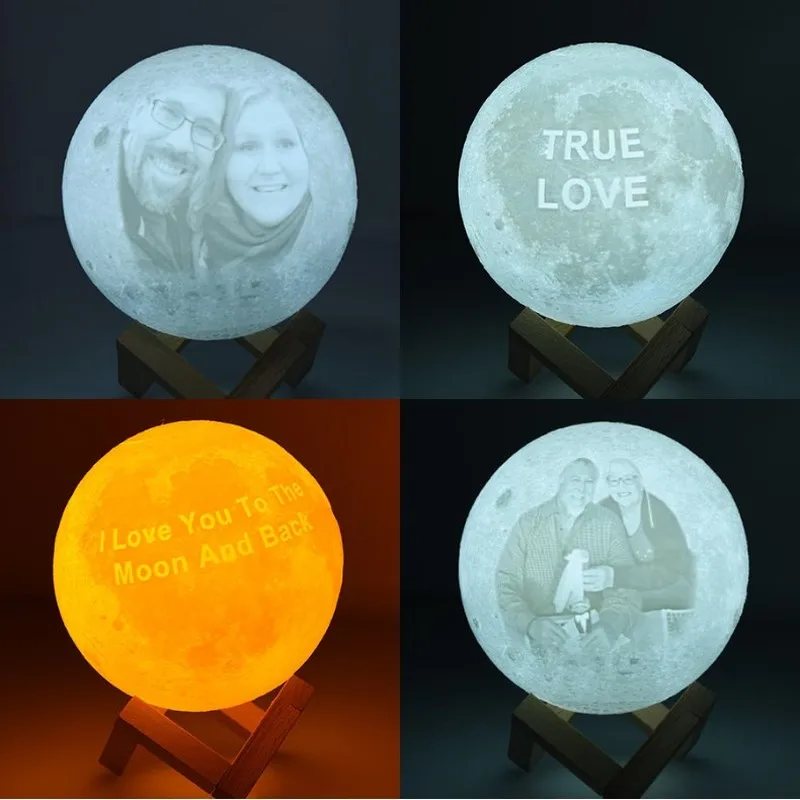 Photo/Text Custom Personality 3D Print Lamp Moon Touch Moon Light Rechargeable Bedroom LED Nightlight Home Decor Children Lamp Photo/Text Custom Personality 3D Print Lamp Moon Touch Moon Light Rechargeable Bedroom LED Nightlight Home Decor Children Lamp