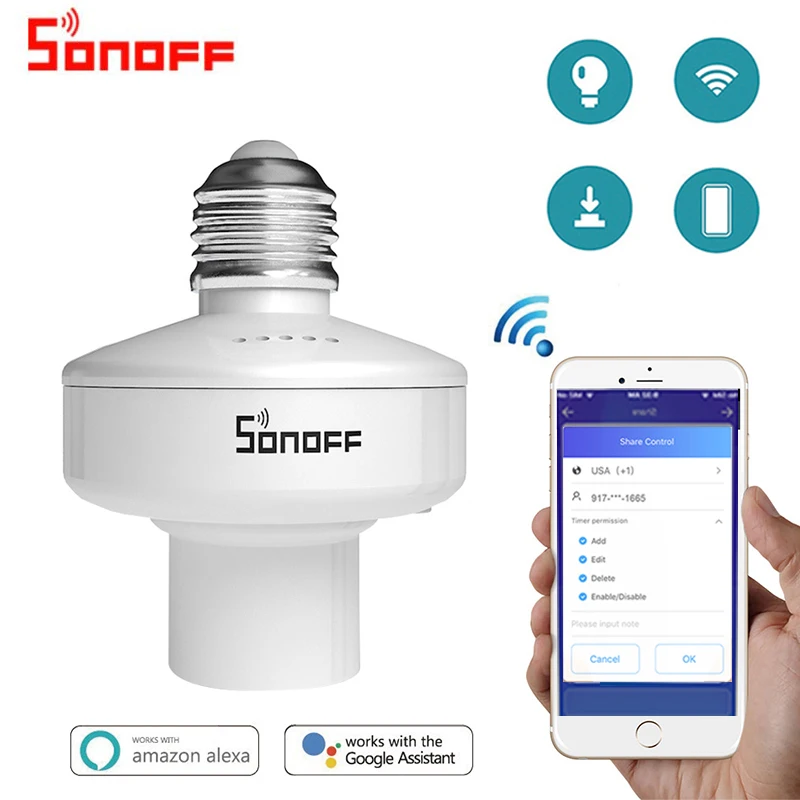 Смарт-светильник Sonoff Slampher R2 433 МГц RF держатель для лампы E27 WiFi переключатель