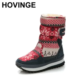 

HOVINGE Footwear for children snowflake shoe girls winter boots warm plush fur buckle style 2019 new design style