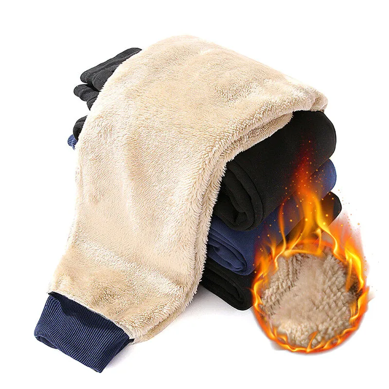 Мужские спортивные брюки с флисовой подкладкой толстые брюки повседневные Свободные Теплые Джоггеры для зимы-OPK