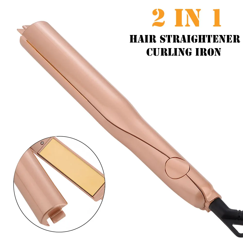 

Ceramic Hair Straightener 2in1 Straightening and Curling Iron Flat Iron Hair Curler Gold Twist Curling Plates Hair Curl Machine