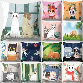 

Cartoon Cute Cat Pattern Decorative Cushions Pillowcase Polyester Cushion Cover Throw Pillow Sofa Decoration Pillowcover 40957