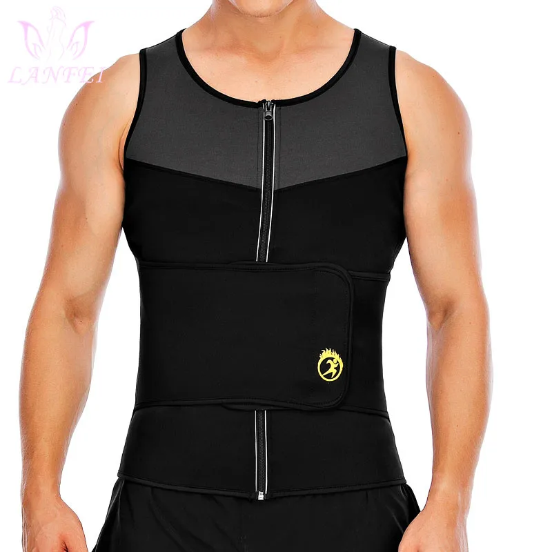 

LANFEI Waist Trainer Belt Men Neoprene Body Shaper Sauna Vest Double Control Weight Loss Workout Compression Slimming Tank Tops