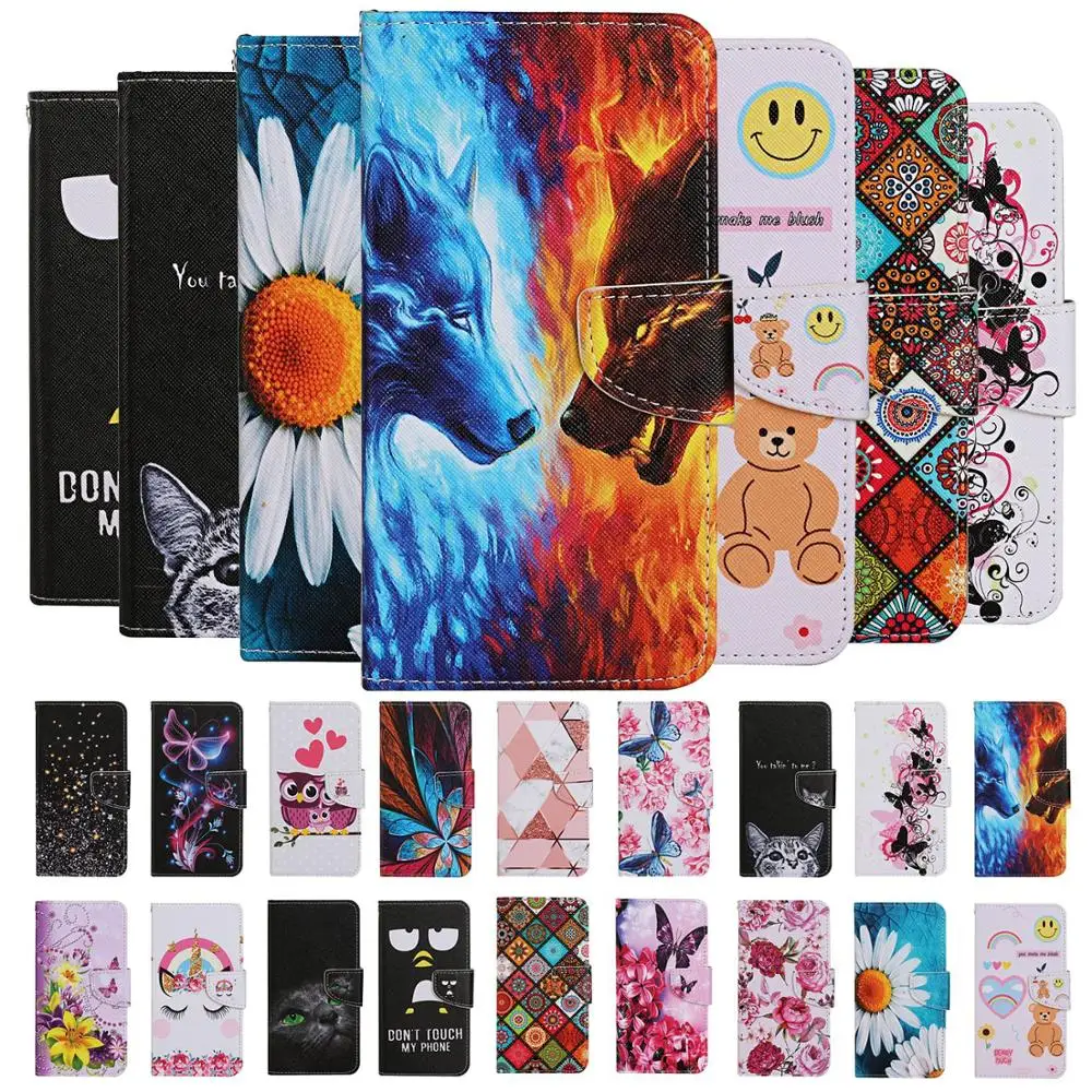 Y6P Leather Phone Case For Huawei Y5P Y7P Y5 P 2020 2018 Y6 Y7 2019 Flip Wallet Painted Cover Cases | Мобильные телефоны и