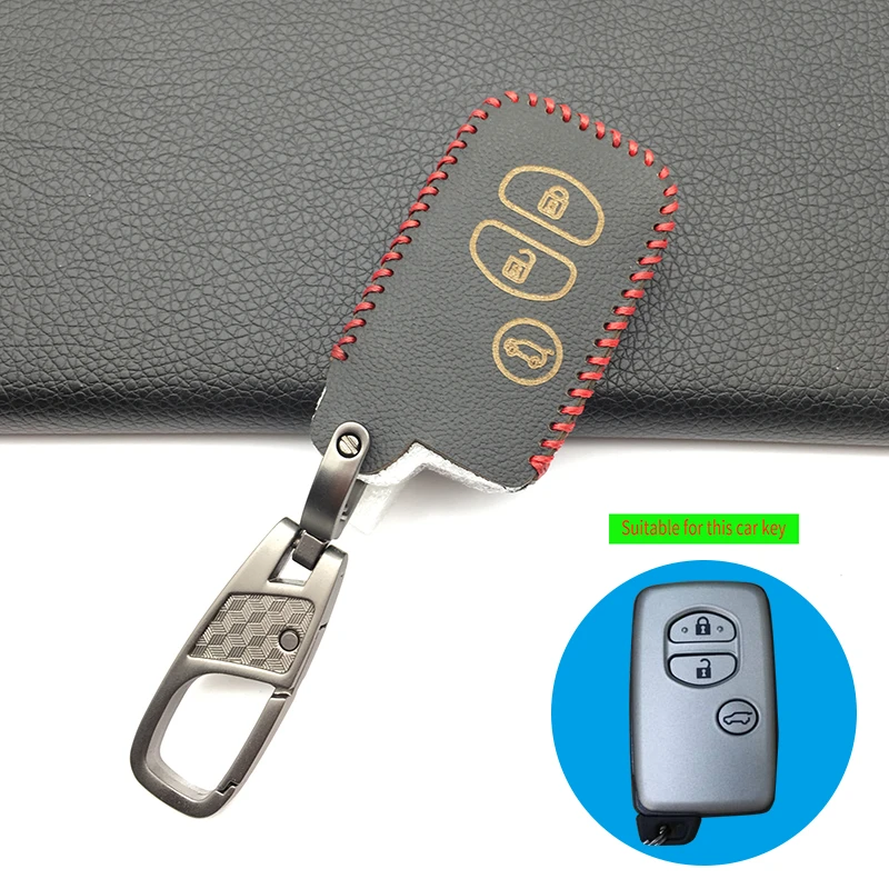 100% Leather Car Key Case For Toyota Land Cruiser Prado 150 Avensis Prius Crown Subaru Forester XV 3 buttons Cover Remote | Автомобили и
