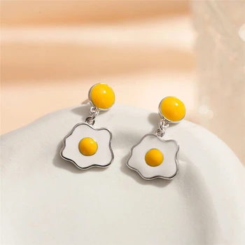 

Sole Memory Cute Mini Poached Egg Creative Fresh 925 Sterling Silver Fashion Female Dangle Earrings SEA692