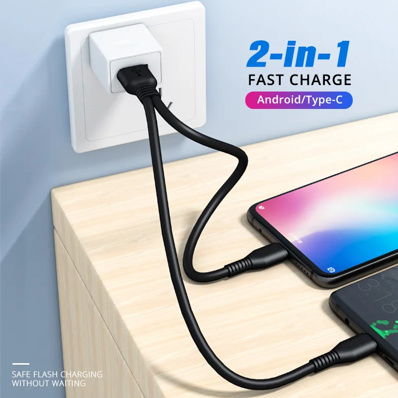 FONKEN 2 в 1 микро USB Тип Кабеля C зарядный кабель 0 25 м короткие мобильный телефон с