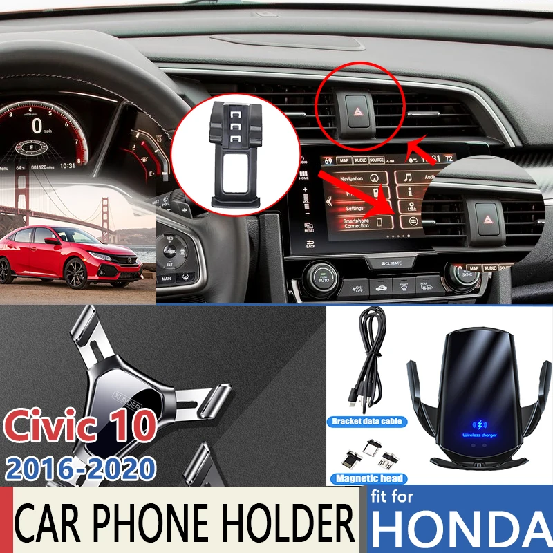 Автомобильный держатель для Honda Civic 10 FC FK 2016 2017 2018 2019 2020 GPS поворот на 360 градусов