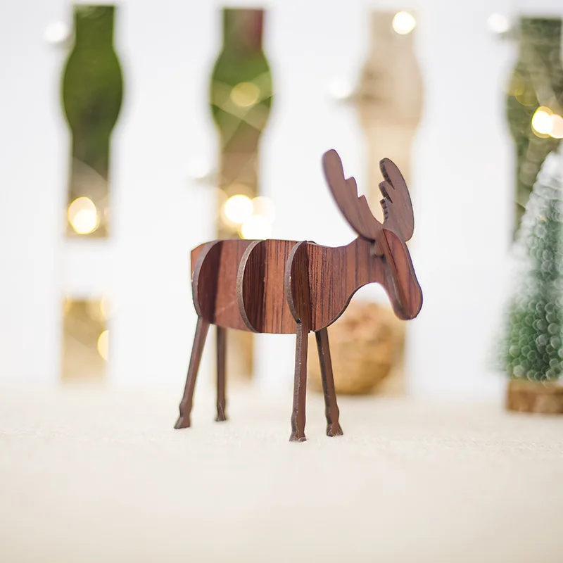 DIY деревянный орнамент с оленями украшения для рождества детские подарки для дома, баров торговых центров праздничный кулон - Цвет: A-Small