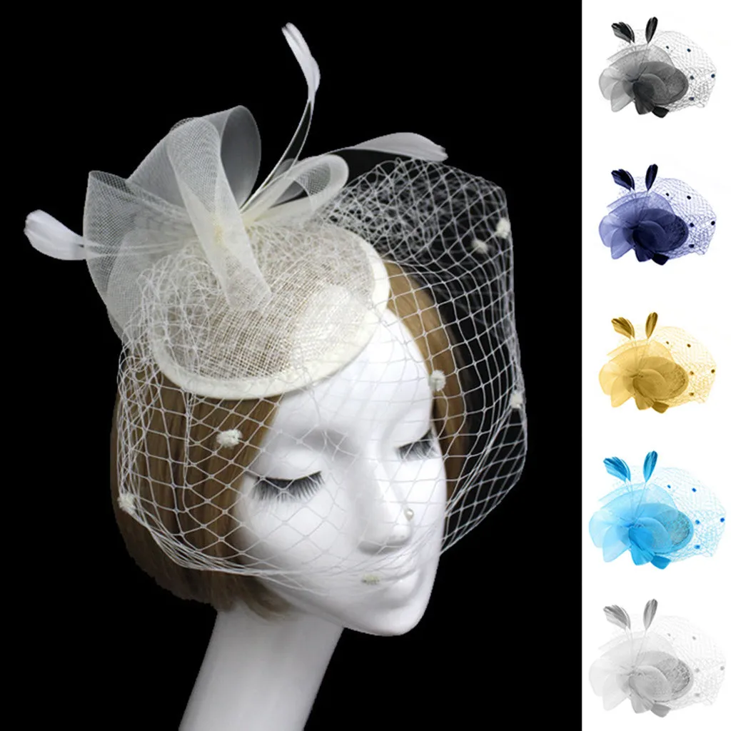Black-Free Size Headband Janly Clearance Sale Women's Fascinators Hat Fashion Feathe Hat Cocktail Party Hat Hair Clip Headband 