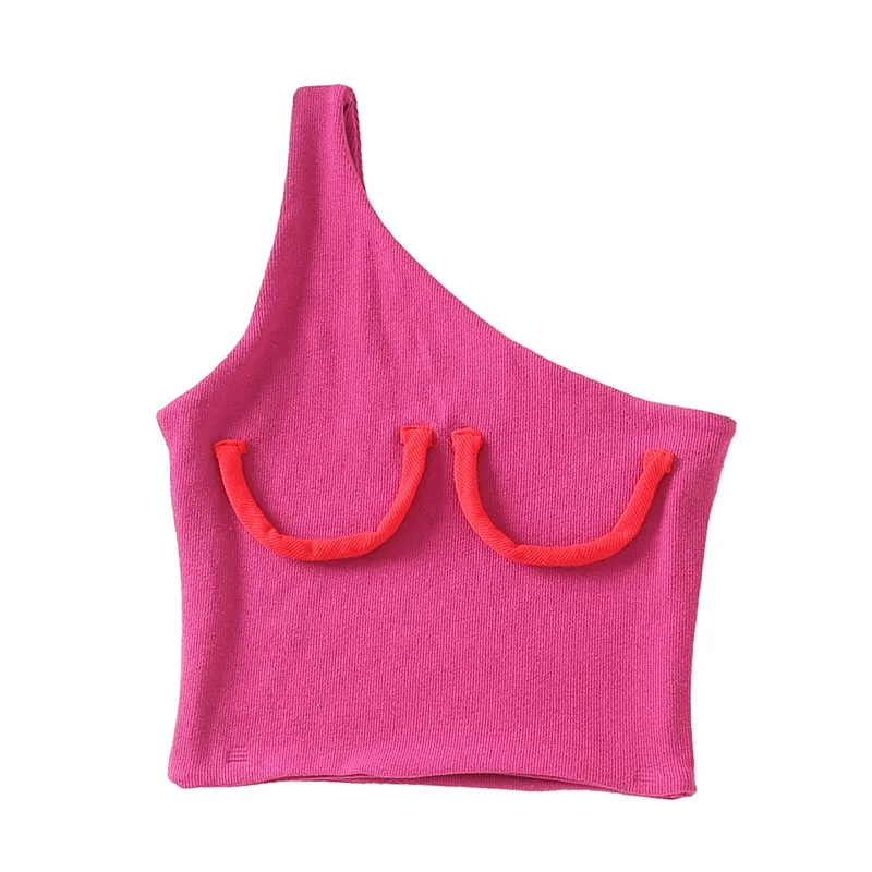 Сексуальный вязаный нагрудный полумесяц одиночное плечо Camis Женский Спагетти короткий топ на бретелях Camisetas бюстгалтер на бретельках майка