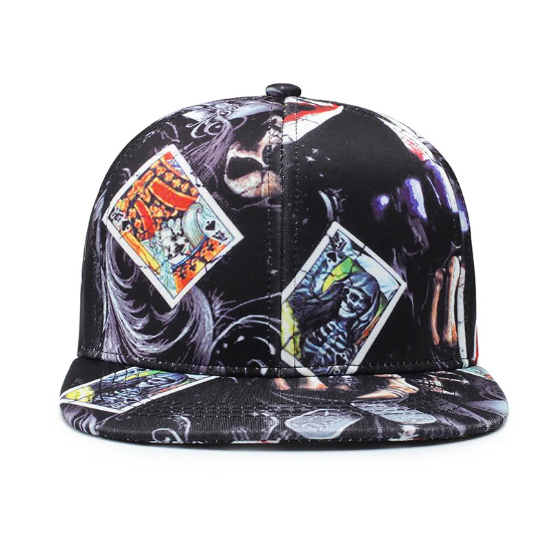 Оригинальная бейсбольная кепка для мужчин snapback, фирменная вышивка, покерная печать, хип-хоп кепка, 6 панелей, кости, лен, скелет, спортивные шапки