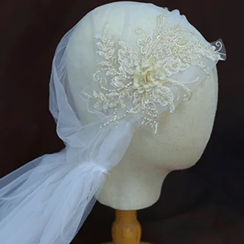 

Bridal veil Handmde embroidery Sequins Hat soft veil white Ivory 1.2m length wedding veils wedding accesories