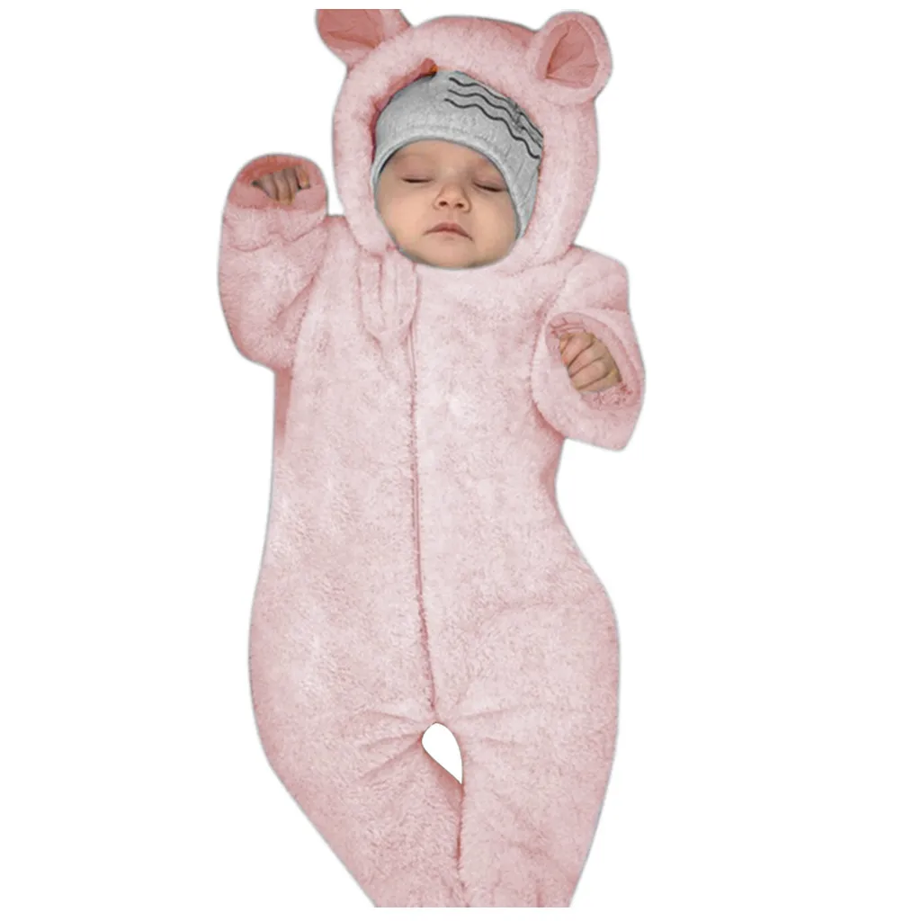 Одежда для новорожденных мальчиков и девочек зимняя одежда для малышей флисовый комбинезон однотонный комбинезон с капюшоном теплое пальто Верхняя одежда vestiti neonato# y2