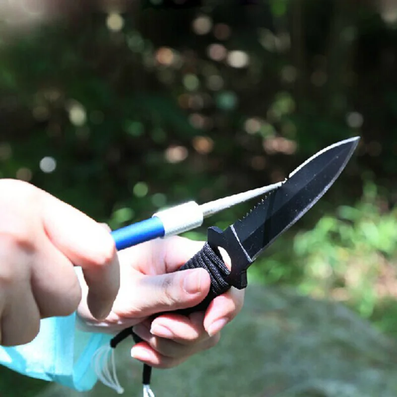 1 Piece Blue Knife Sharpener Portable Double Headed Pen Shaped Sharpener  Outdoor Tool Groove Grindable Fishing Hook Fishing Tool - AliExpress