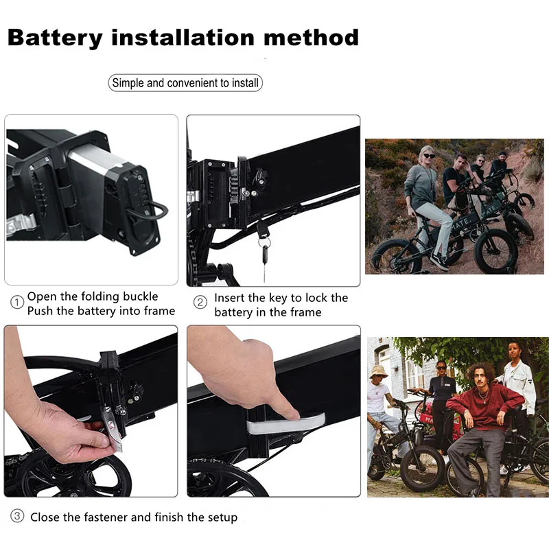 電動自転車用交換用バッテリー,mate x Bike用,折りたたみ式,3a急速充電