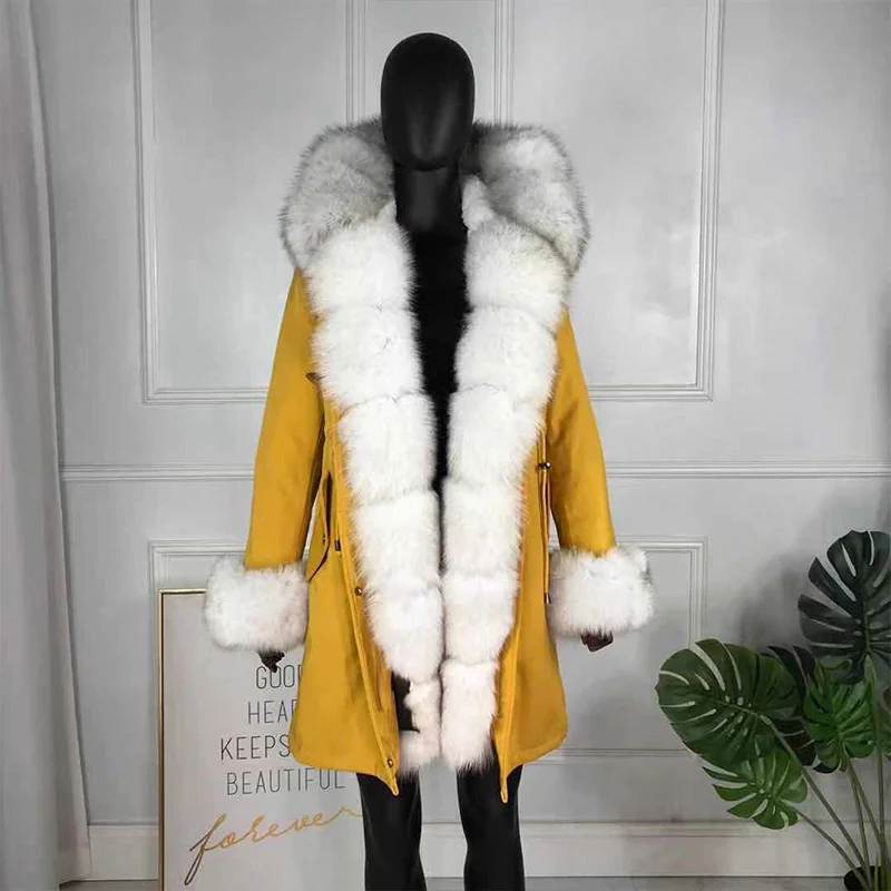 Новые чернобурки меховой парка пальто женские трикотажные silver fox меховой подкладке парки Черный зимой толстые Настоящее пальто с мехом теплые женские верхняя одежда - Цвет: 16