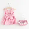 Melario Baby Clothing Sets 2022 Summer Sleeveless Dress Girls Three Piece Sets Short Pants+Dress Set Stripe Patten For Baby 6-24 ► Photo 2/6