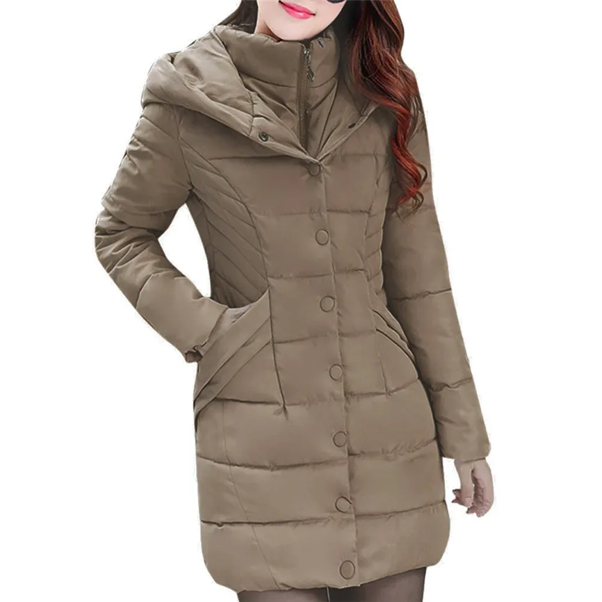 Abrigos Mujer Invierno, элегантная женская парка с капюшоном, верхняя одежда, женское теплое пальто, длинное плотное тонкое пальто с хлопковой подкладкой