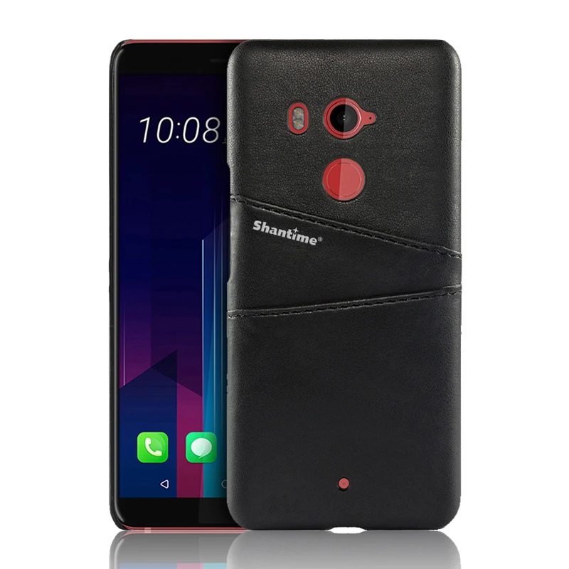 Роскошная Обложка на заднюю панель из искусственной кожи для htc U11 Plus чехол для телефона для htc U11 Eyes деловой чехол для htc U11 кошелек с отделениями для карт чехол - Цвет: BLACK