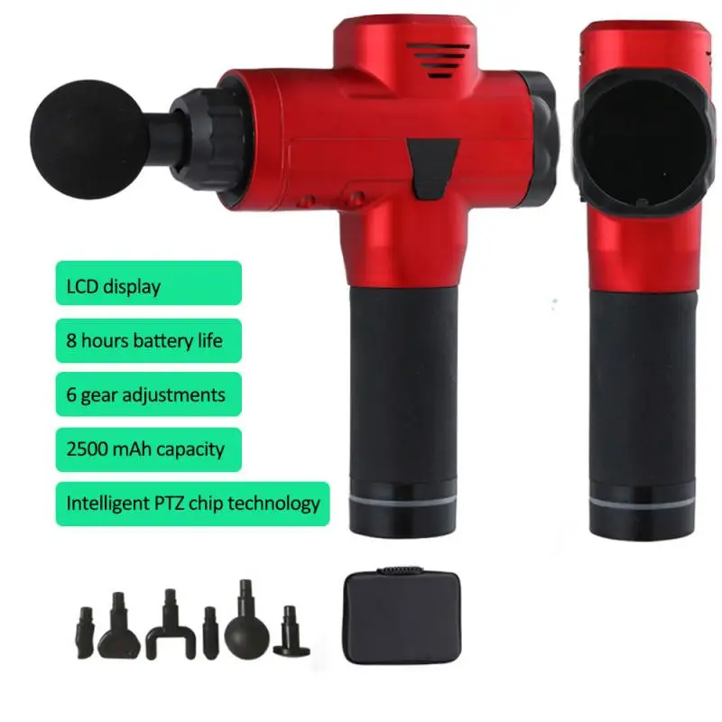 2500 MAh Therapy Massage Gun Percussive Vibration Recovery Muscle Massager Exercising Muscle Pain Relief Body Shaping - Цвет: US plug