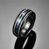8mm Electric Black Inlaid Meteorite Abalone Shell Dome Tungsten Carbide Ring Men's Fashion Wedding Jewelry Best Gift 3