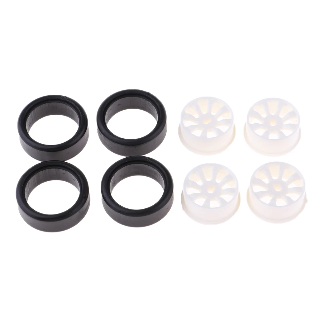 4Sets 1:24 RC Rock Crawler Rubber Tires & Plastic Wheel Rim Set for A252