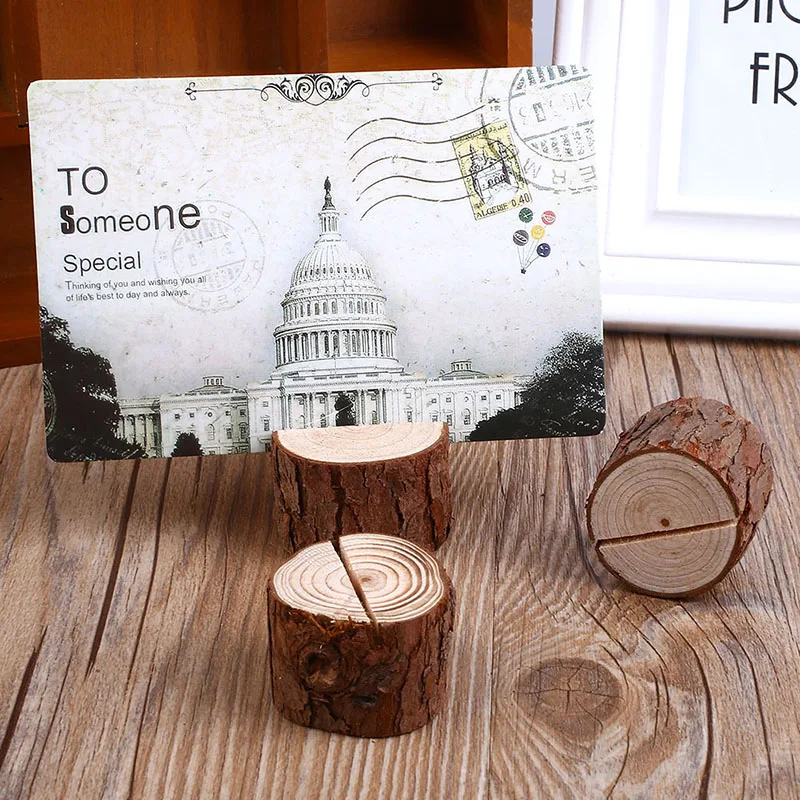 5pcs/lot Wooden Casamento Mariage Wedding Party Name Memo Card Holder Table Number Stand Place party supplies home decoration