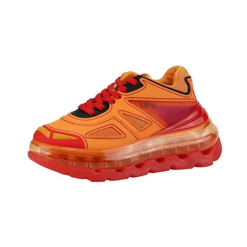 

2020 New Popular 53045 Women Sneakers Lace-up Colorful Transparent Bottom Breathable Flat Sneakers Casual Shoes