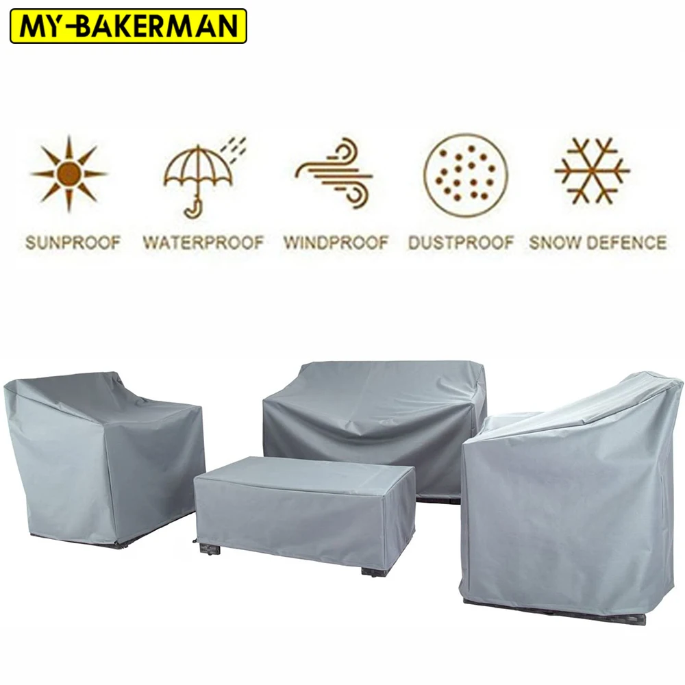 68 size silver garden patio protective cover Oxford cloth furniture dust cover rattan table and chair sofa waterproof rain cover