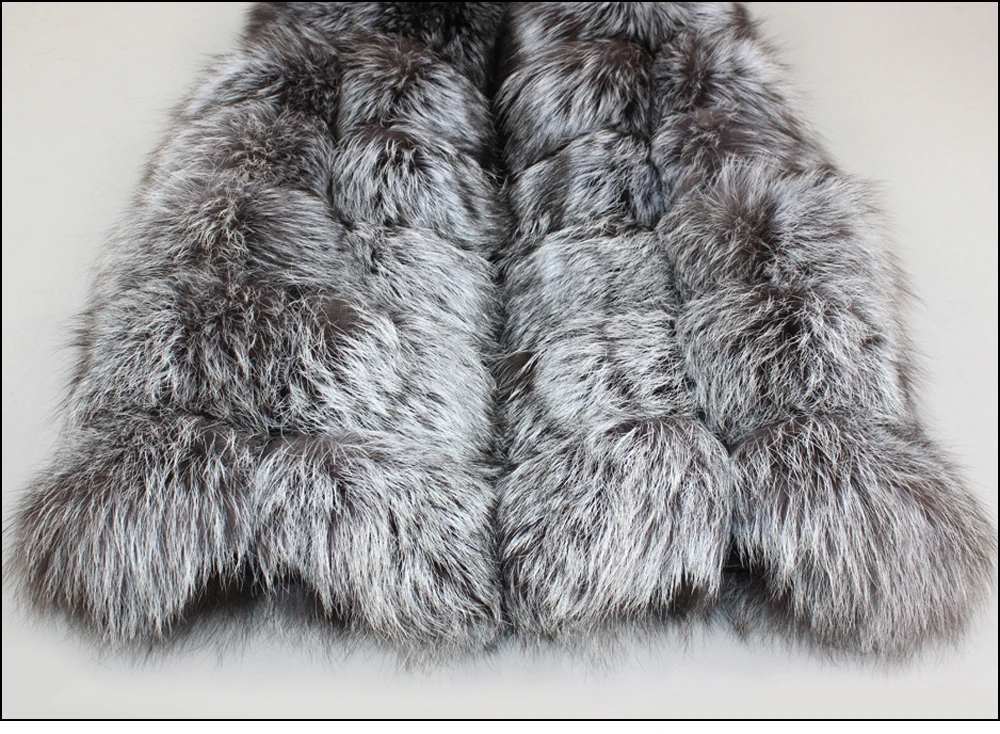 Настоящая куртка из натурального меха, жилет из лисьего меха, женская зимняя теплая натуральная черно-бурая лиса меховой жилет без рукавов, модное меховое пальто