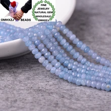 OMHXZJ ZB250 2*4 мм DIY браслет ожерелье аксессуары для изготовления ювелирных изделий натуральный камень прекрасный Аквамарин халцедон бусины