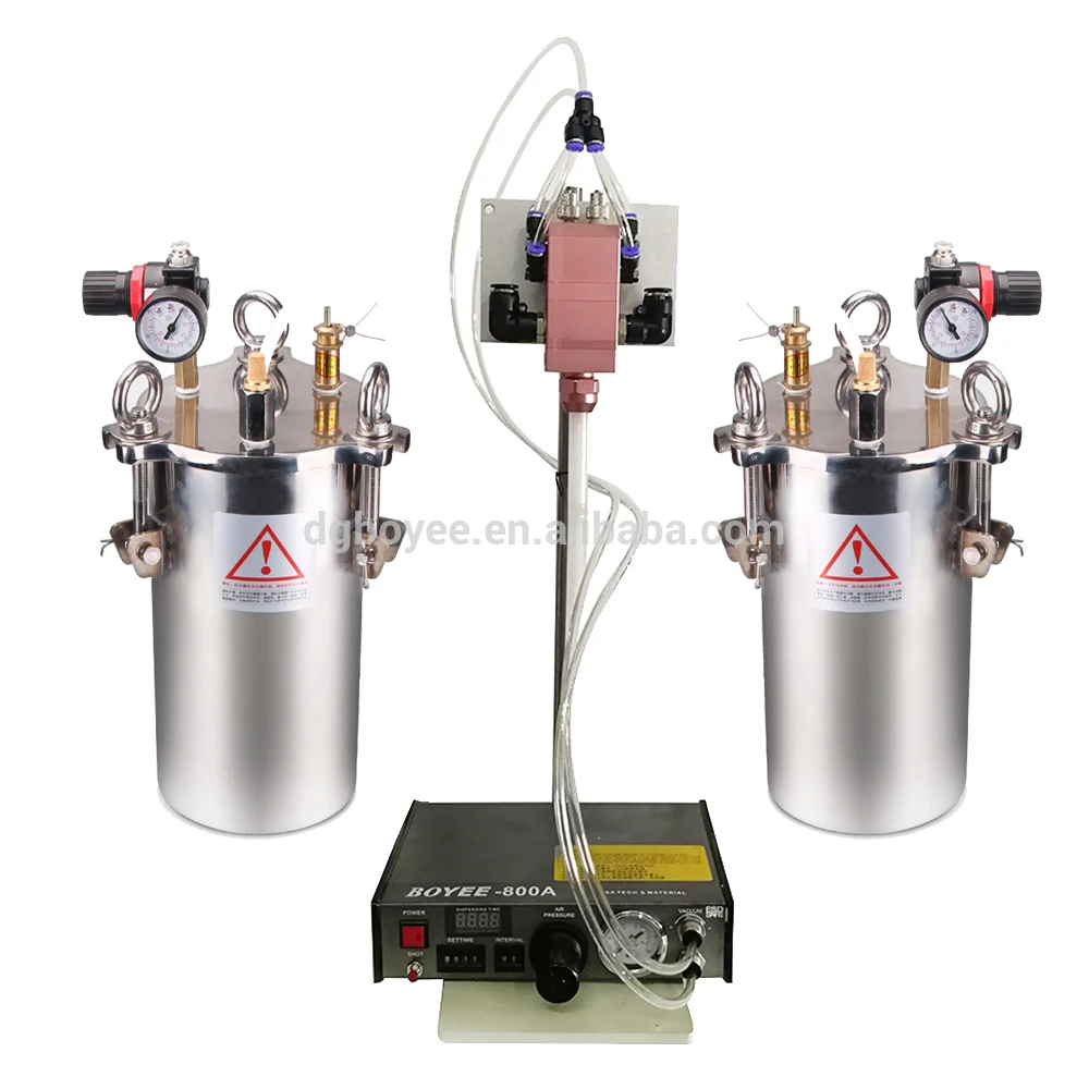 High Viscosity A + B Polyurethane Mixing Dispenser Large Flow Resin Potting Machine With 3L plastic storage bucket valve firing pin thimble type precise dispensing valve epoxy glue valve ab double liquid potting machine glue gun