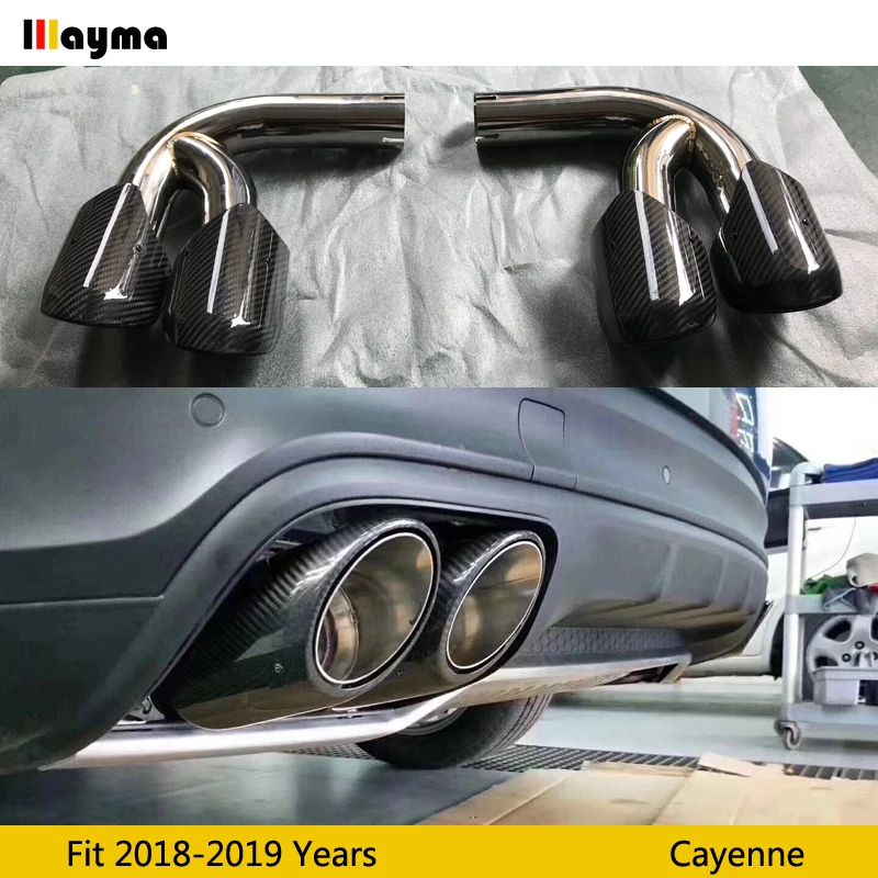 1 пара глушители для выхлопных газов из углеродного волокна Porsche New Cayenne 2018 2019 год s